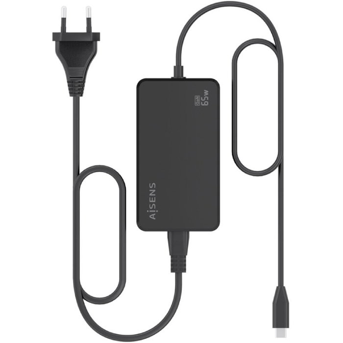 Aisens Cargador de sobremesa GaN 65W USB-C PD3.0 con cable de 1.8m, Negro Aisens Cargador de sobremesa GaN 65W USB-C PD3.0 con cable de 1.8m, Negro